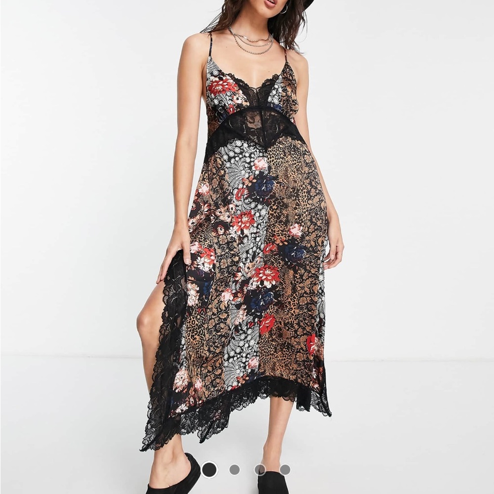 Free People Right Now floral print midi slip dress